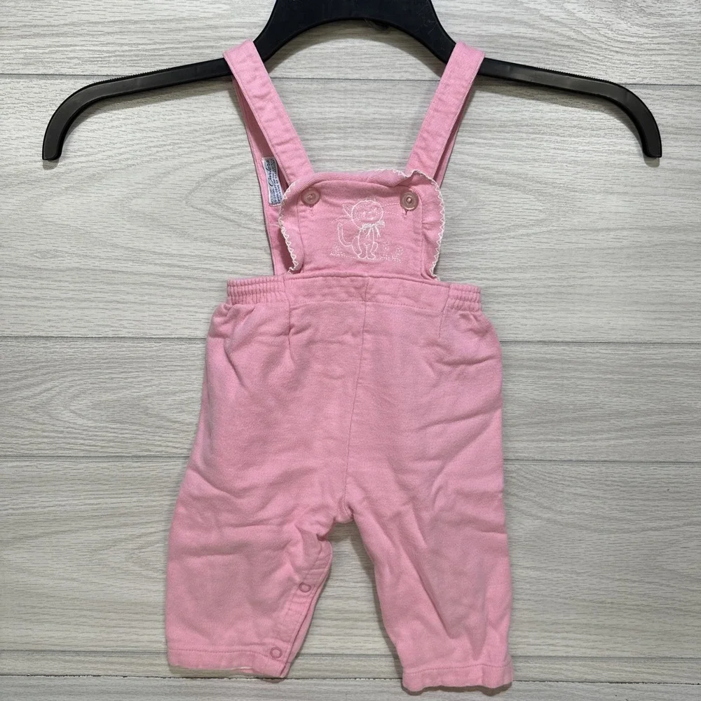 CARTER'S Overalls Pink Embroidered‎ Cat Size M/19-22lbs 100% Cotton Vintage